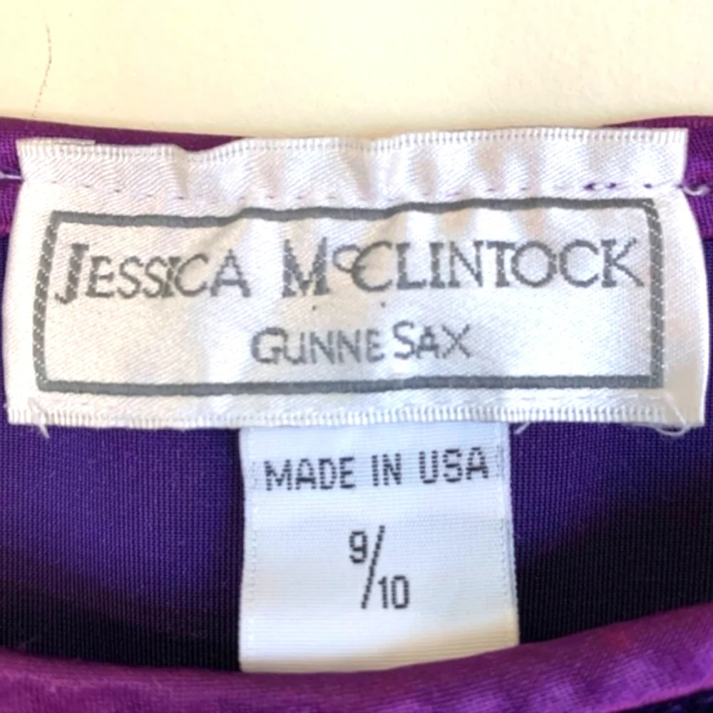 💜 Luxe Vtg 90's Jessica McClintock Gunne Sax Royal Purple Cocktail Dress - 9/10 - Picture 15 of 16